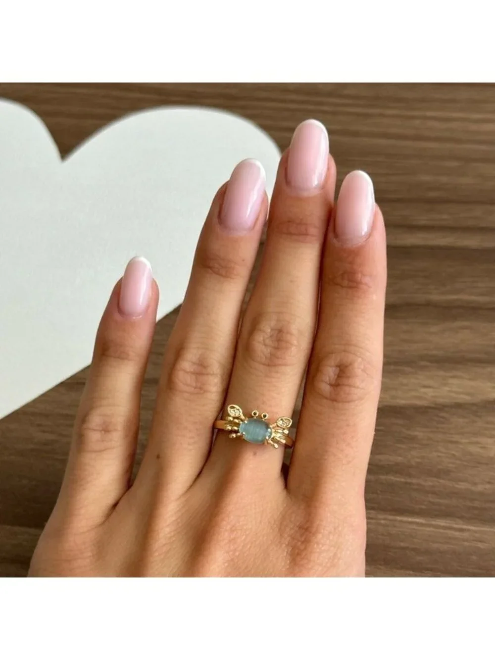 Crab Ring with Blue Gemstone Q51